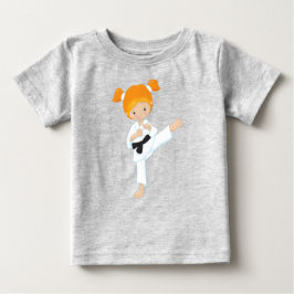 Karate Girl, Niedlich Girl, Black Belt, Orange Hai Baby T-shirt