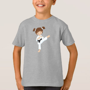 Karate Girl, Niedlich Girl, Braunhaar, Schwarzgürt T-Shirt