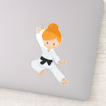 Karate Girl, Niedlich Girl, Orangenhaar, Schwarzer