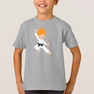 Karate Girl, Niedlich Girl, Orangenhaar, Schwarzer T-Shirt