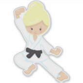 Karate Girl, Niedlich Girl, Schwarzer Gürtel, Blon Aufkleber (Vorderseite)