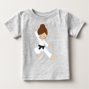 Karate Girl, Niedlich Girl, Schwarzer Gürtel, Brau Baby T-shirt
