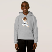 Karate Girl, Niedlich Girl, Schwarzer Gürtel, Brau Hoodie (Vorne ganz)
