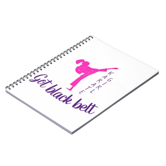 Karate Girl Pink Black Belt Moderner Trendsetter H Notizblock (Linke Seite)