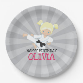 Karate Girl Pink Martial Arts Geburtstag Pappteller