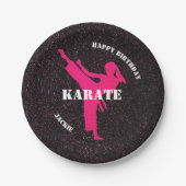Karate Girl Specs of Glitzer Birthday Tellers Pappteller (Vorderseite)