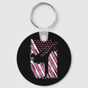 Karate Girl Usa Flag American Martial Arts Schlüsselanhänger