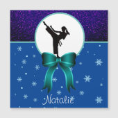 Karate Girls Glitzer und Bow Snowflake Magnetkarte (Vorderseite)