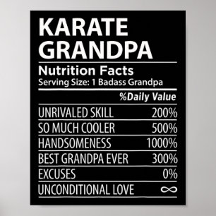 Karate Grandpa Nutrition Facts Funny Karate Grandl Poster