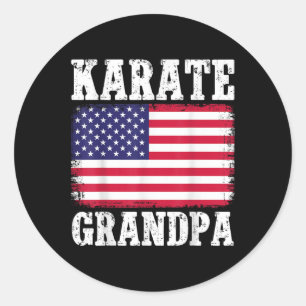 Karate Grandpa Patriotic Usa Flag Martial Arts 4. Runder Aufkleber
