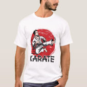 Karate Grunge Design Man macht Jump Kick für Karat T-Shirt (Vorderseite)