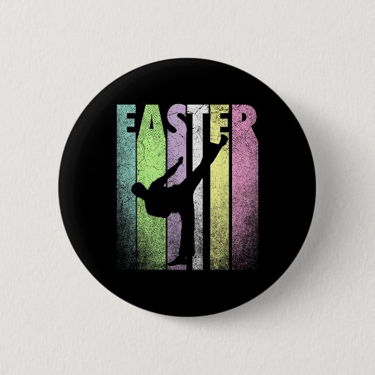 Karate Happy Oaster Funny Spring Fun Holiday Button (Vorderseite)