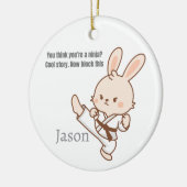 Karate-Hasen-Ornament Keramik Ornament (Links)