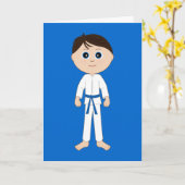 Karate Herzlichen Glückwunsch Blue Belt Karte (Gelbe Blume)