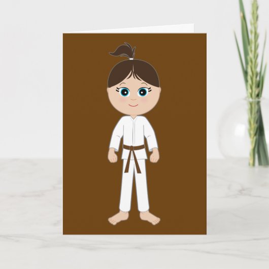 Karate Herzlichen Glückwunsch Brown Belt Girl Karte (Vorderseite)