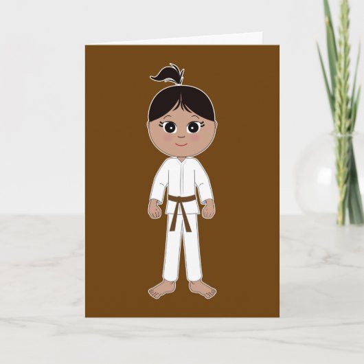 Karate Herzlichen Glückwunsch Brown Belt Girl Karte (Vorderseite)