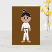 Karate Herzlichen Glückwunsch Brown Belt Girl Karte (Gelbe Blume)