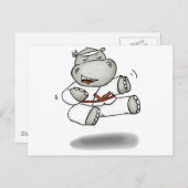 Karate Hippo Postkarte (Vorne/Hinten)