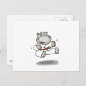 Karate Hippo Postkarte (Vorne/Hinten)