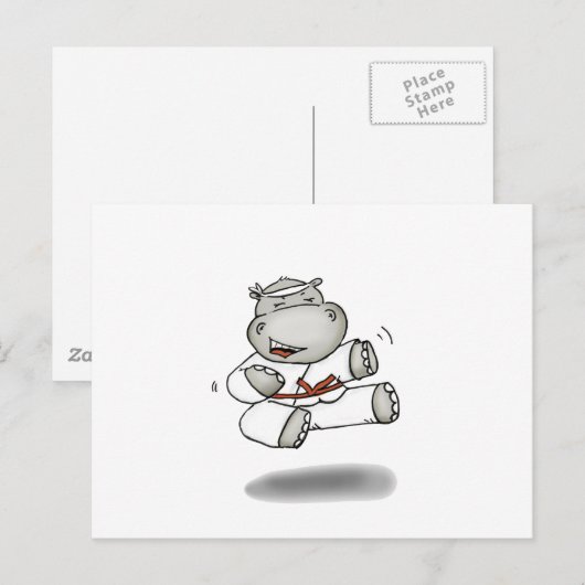 Karate Hippo Postkarte (Vorne/Hinten)