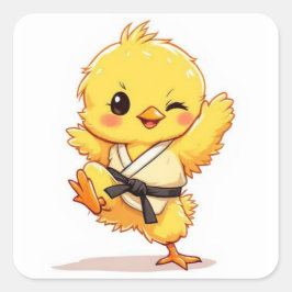 Karate-Huhn-Aufkleber Quadratischer Aufkleber