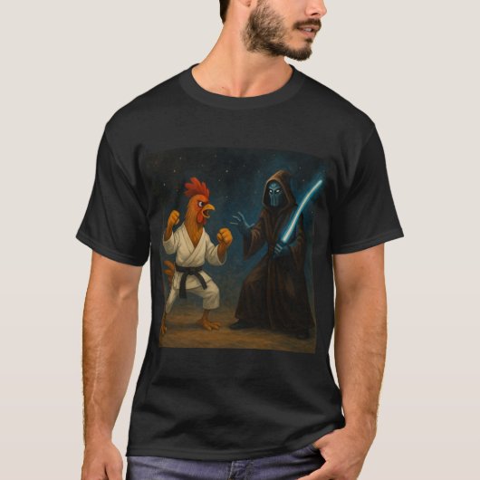 Karate-Huhn gegen Alien-Ritter T-Shirt (Vorderseite)
