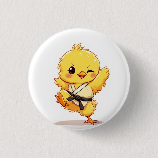 Karate-Huhn-Knopf Button (Vorderseite)