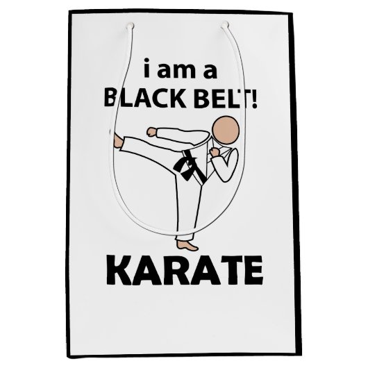 Karate I bin ein schwarzer Gürtel Karate Mittlere Geschenktüte (Vorderseite)