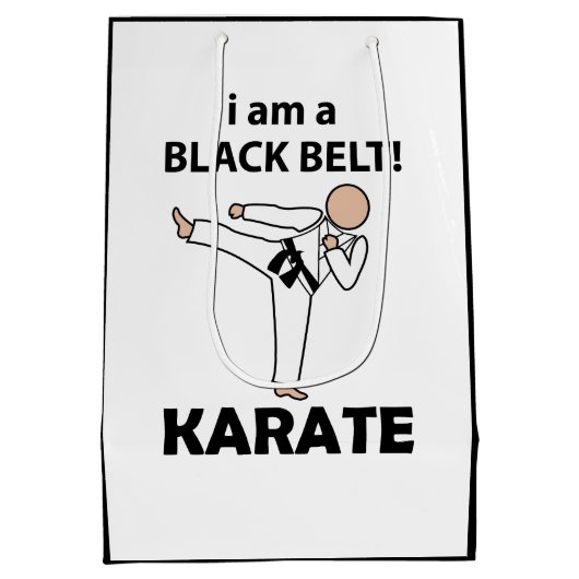 Karate I bin ein schwarzer Gürtel Karate Mittlere Geschenktüte (Rückseite)