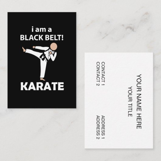 Karate I bin ein schwarzer Gürtel Karate Visitenkarte (Vorne/Hinten)