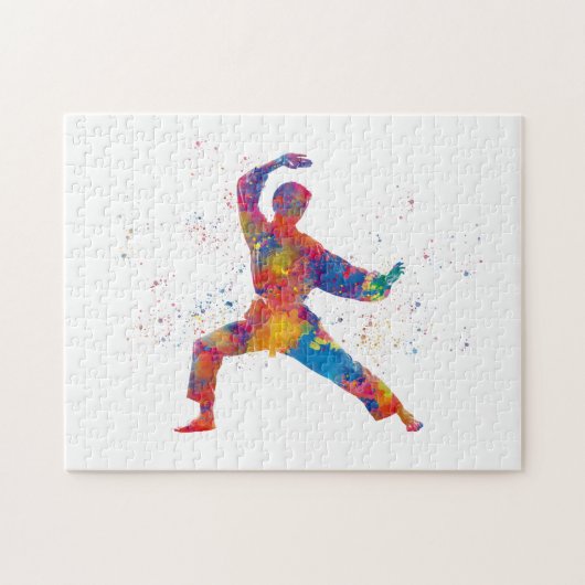 Karate in watercolor puzzle (Horizontal)