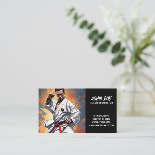 Karate Instructor Business Card Visitenkarte (Stehend Vorderseite)