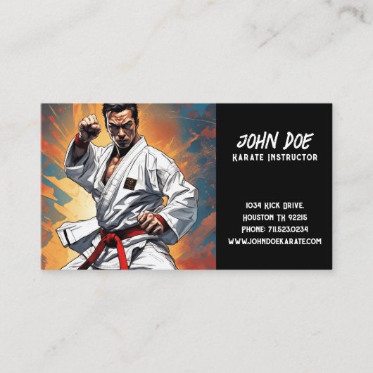 Karate Instructor Business Card Visitenkarte (Vorderseite)
