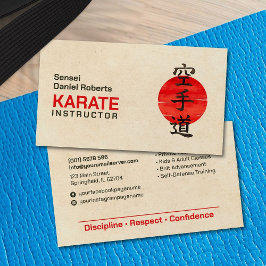 Karate-Instruktor - Japanisches Kanji und Sonnenst Visitenkarte