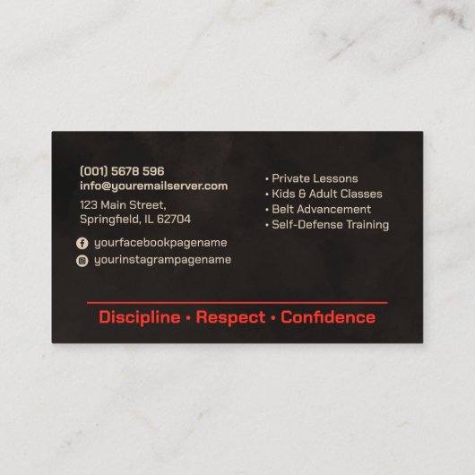 Karate-Instruktor - Japanisches Kanji und Sonnenst Visitenkarte (Rückseite)