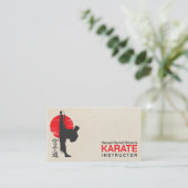 Karate-Instruktor - Kanji und Karateka Silhouette Visitenkarte (Stehend Vorderseite)