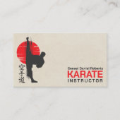 Karate-Instruktor - Kanji und Karateka Silhouette Visitenkarte (Vorderseite)