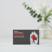 Karate-Instruktor - Kanji und Karateka Silhouette Visitenkarte (Stehend Vorderseite)