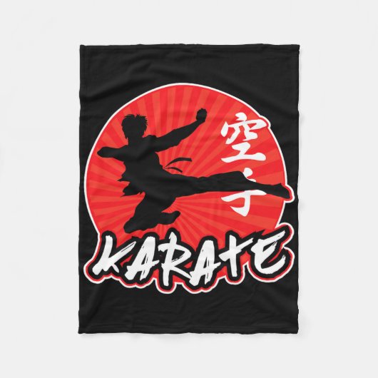 Karate Jumping Side Kick Japanisch Fleecedecke (Vorderseite)