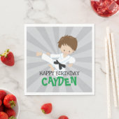 Karate Junge Green Martial Arts Geburtstag Serviette (Beispiel)