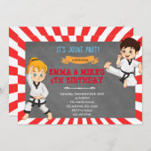 Karate-Junge-Mädchen-Gelenk-Party Einladung (Vorne/Hinten)