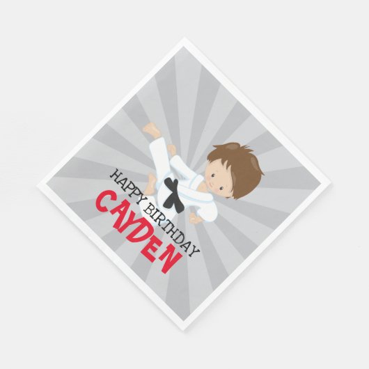 Karate Junge Rote Kampfkunst Geburtstag Serviette (Ecke)