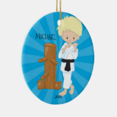 Karate-Jungen-personalisierte Weihnachtsverzierung Keramik Ornament (Rechts)