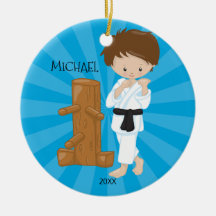 Karate-Jungen-personalisierte Weihnachtsverzierung