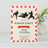 Karate Jungs Geburtstagskarte Einladung (Stehend Vorderseite)