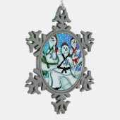 Karate-Kampfkunst-Schneemann-Verzierungen Schneeflocken Zinn-Ornament (Links)
