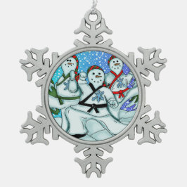 Karate-Kampfkunst-Schneemann-Verzierungen Schneeflocken Zinn-Ornament