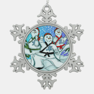 Karate-Kampfkunst-Schneemann-Verzierungen Schneeflocken Zinn-Ornament