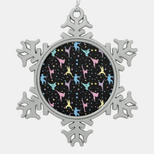 Karate-Kampfsport abstrakt Sterne Glitzer Schneeflocken Zinn-Ornament