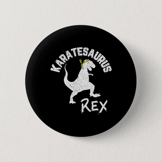 Karate Karatesaurus Rex Dinosaur Lustig Kampfsport Button (Vorderseite)